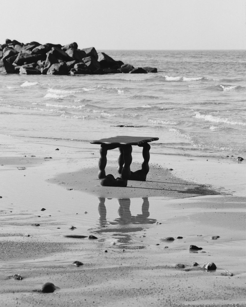 Photo of a black aluminium table by Ferm Living and Anna Maria Øfstedal Eng