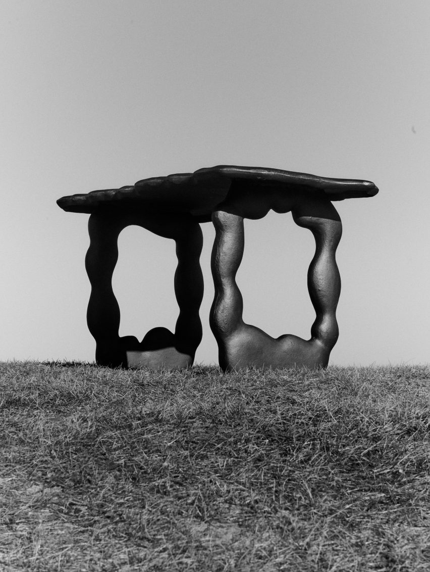 Photo of a black aluminium table by Ferm Living and Anna Maria Øfstedal Eng