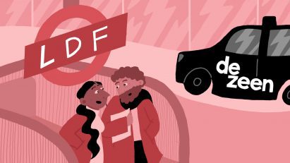 Illustration of people using the London Underground and a black taxi