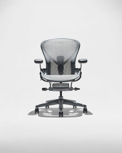 The Aeron Chair in black and grey
