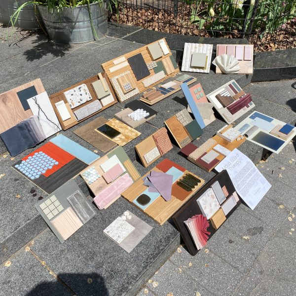 Photo of art made from architects' material samples