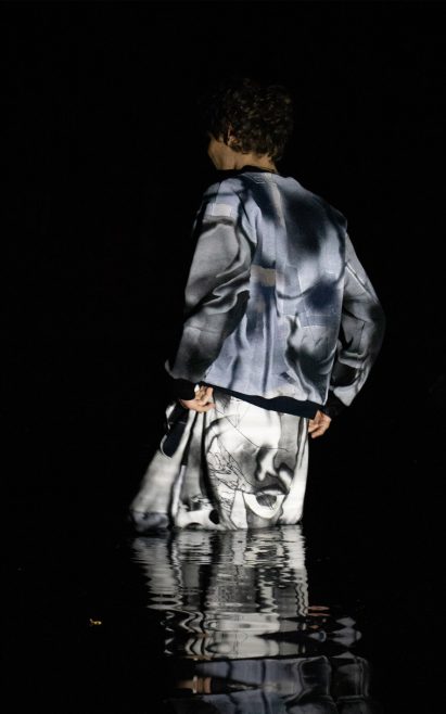 Jacket made from blue textiles