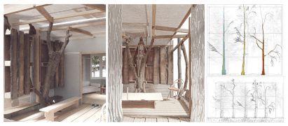 Render of using trees as a building product
