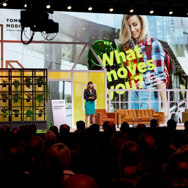 Photo of a talk at the Tomorrow. Mobility World Congress