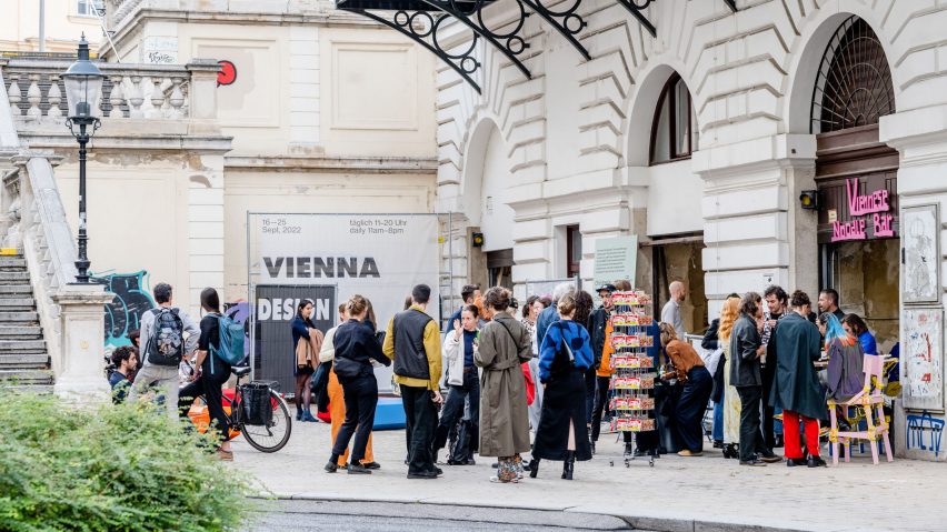 Photo of people outside a building