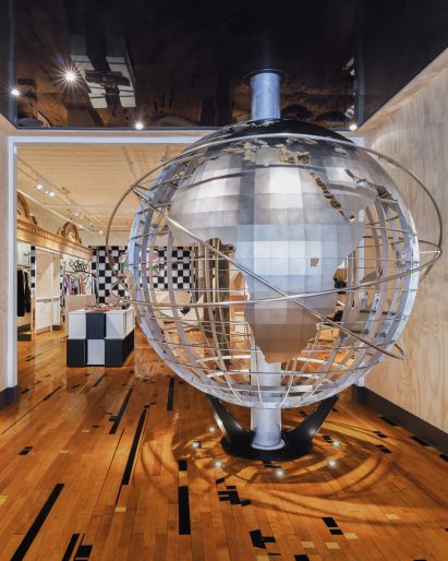 Replica of metal globe from World Fair in Queens