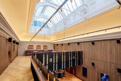 Double-height space inside refurbished BAFTA headquarters by Benedetti Architects