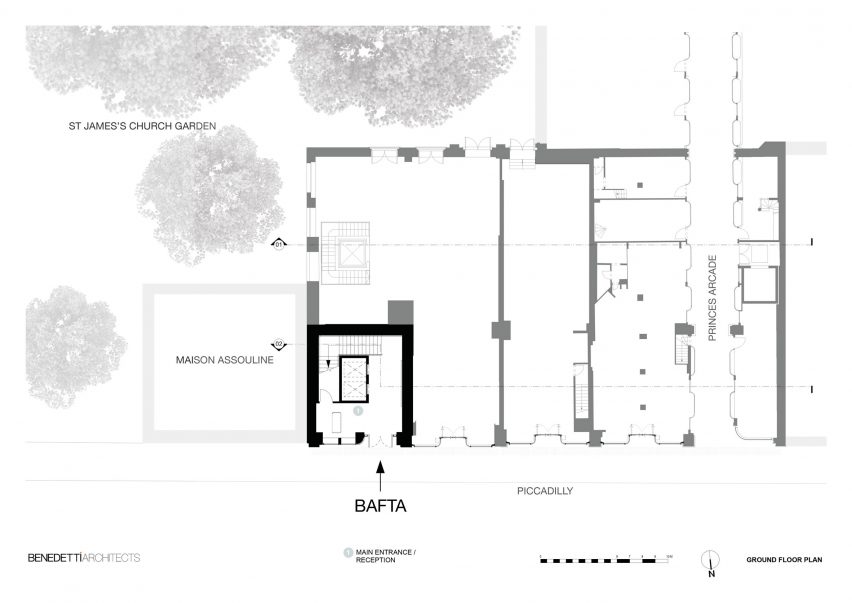 Plans for refurbished BAFTA headquarters by Benedetti Architects
