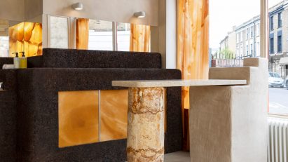mycelium plinth in big beauty store