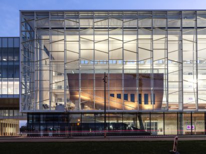 Exterior of Biology-Pharmacy-Chemistry Research and Education Complex by Bernard Tschumi