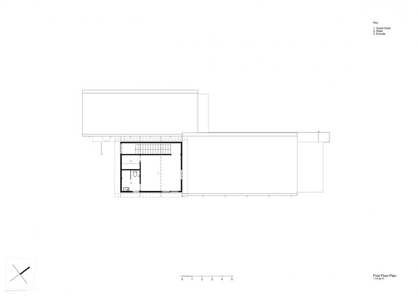 First floor plan of Butterfly House in Australia by Dane Taylor Design