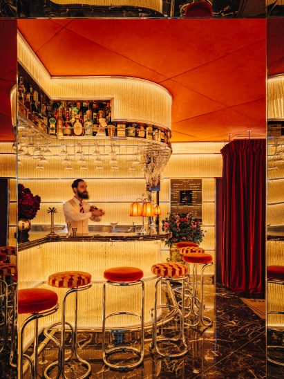 Glowing bar within Carlotta restaurant