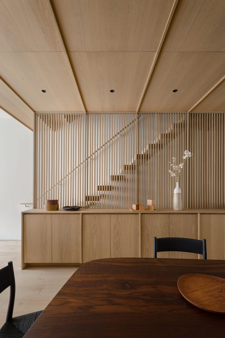 Photo of a dining room and stairs