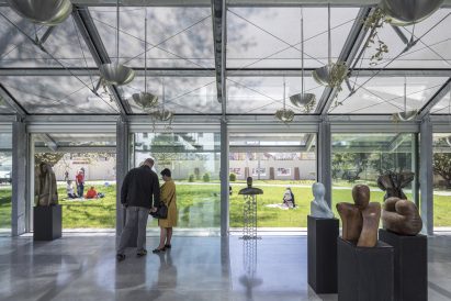 Interior photo of an exhibition space in Brno