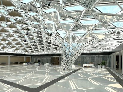 Glass canopy at buffalo museum