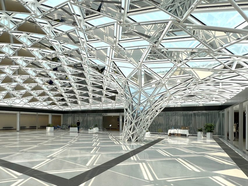 Glass canopy at buffalo museum