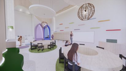 Rendering showing interior of a school