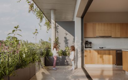 Residential balcony in Mexico with planted borders