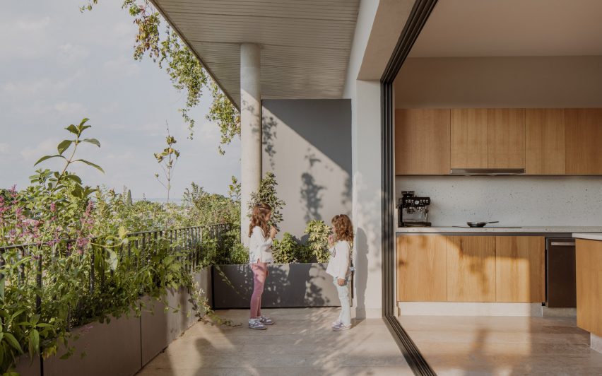 Residential balcony in Mexico with planted borders