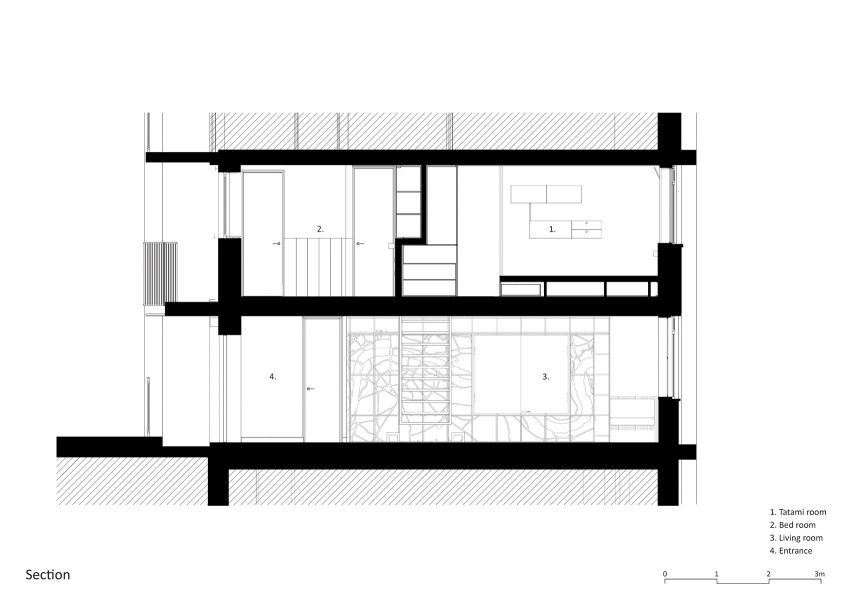 Section of Dragon Flat by Tsuruta Architects