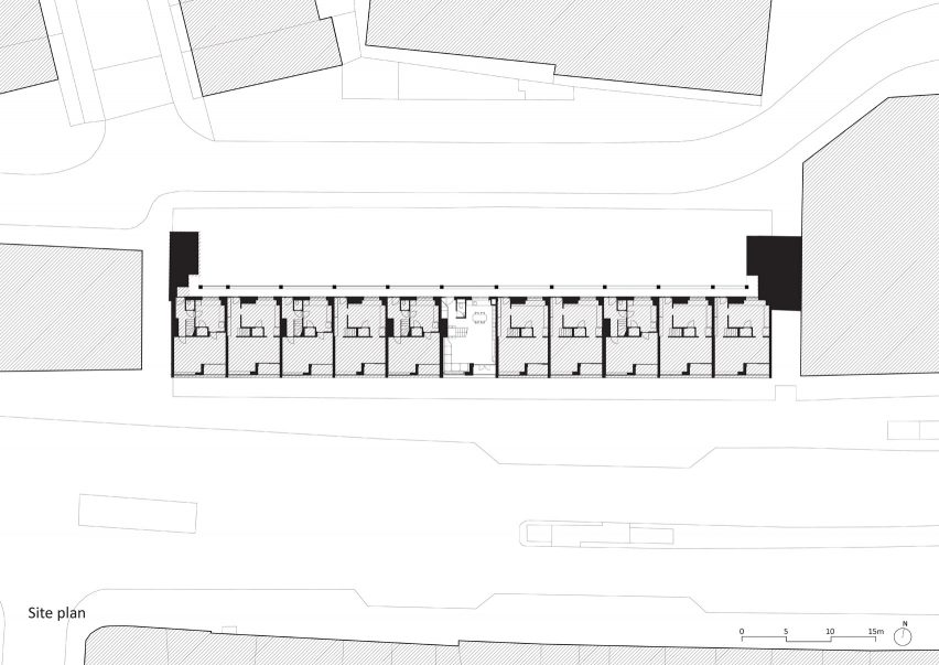 Site plan of Dragon Flat by Tsuruta Architects