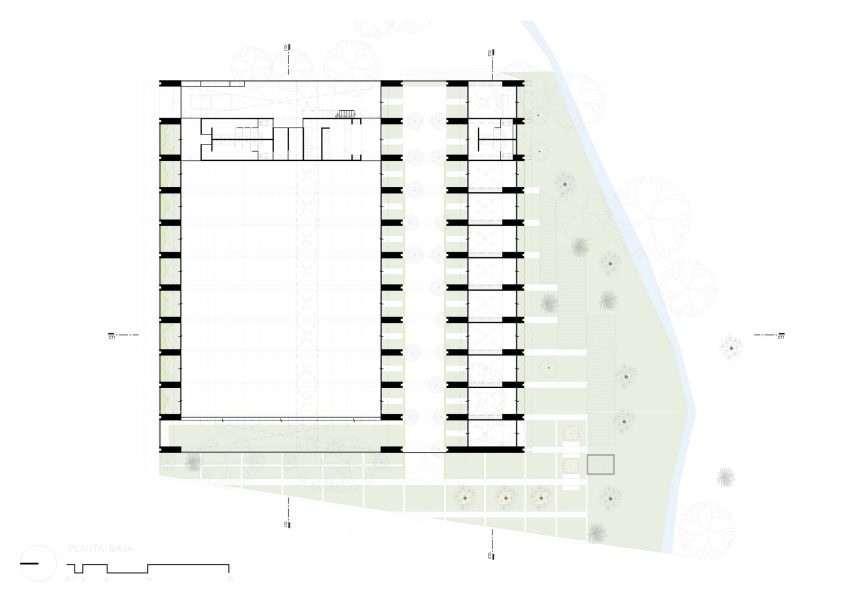 Ground floor plan of the Casa de Musica school by Colectivo C733