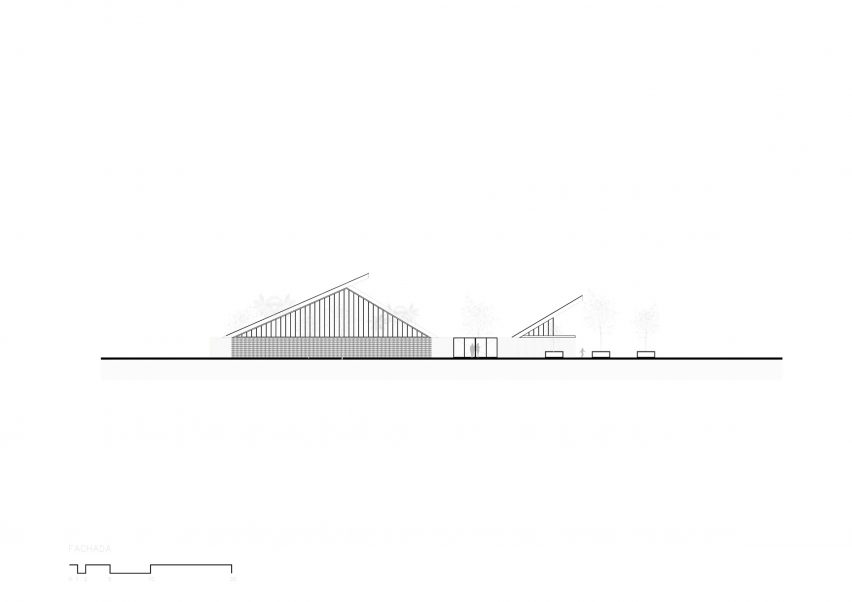 Elevation drawing of the Casa de Musica school by Colectivo C733