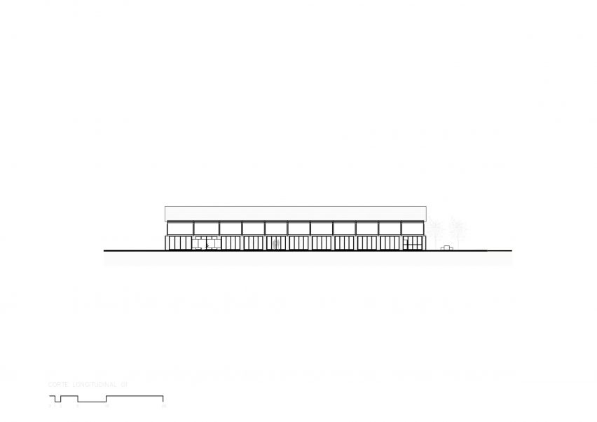 Elevation drawing of the Casa de Musica school by Colectivo C733