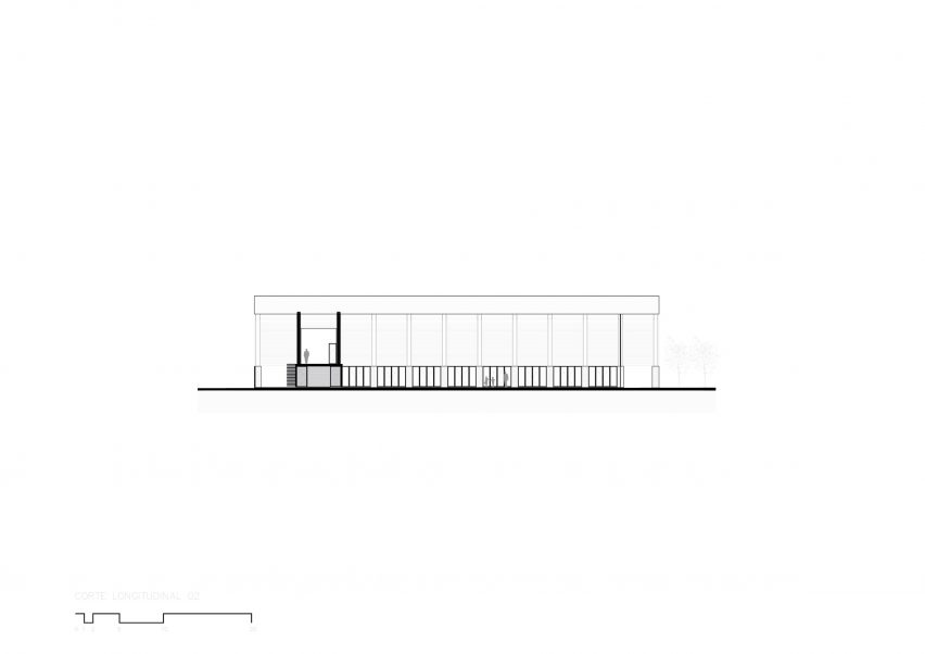 Section drawing of the Casa de Musica school by Colectivo C733