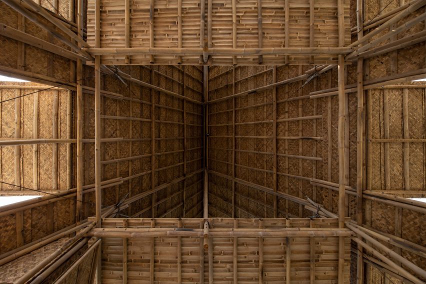 Interior of Floating Bamboo House by H&P Architects