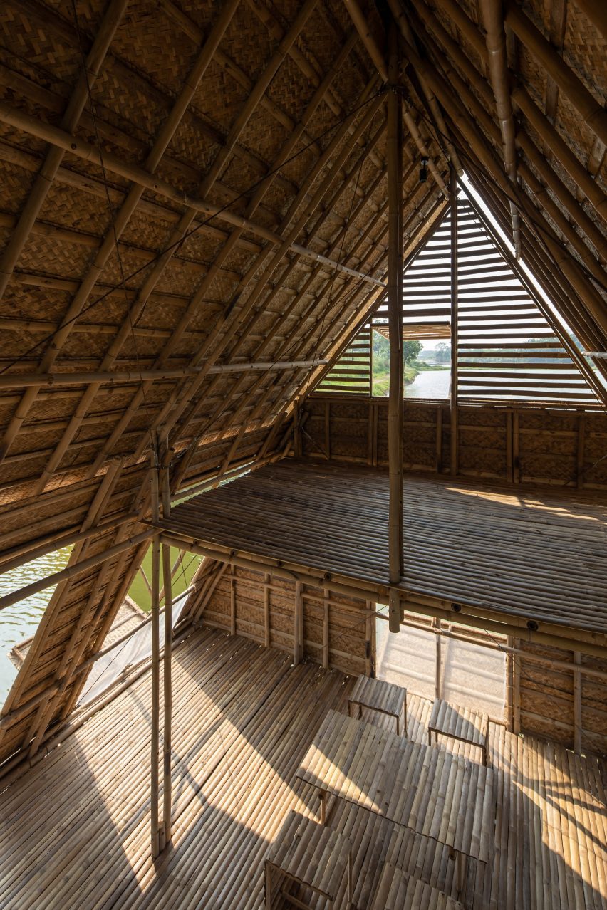 Interior of Floating Bamboo House by H&P Architects