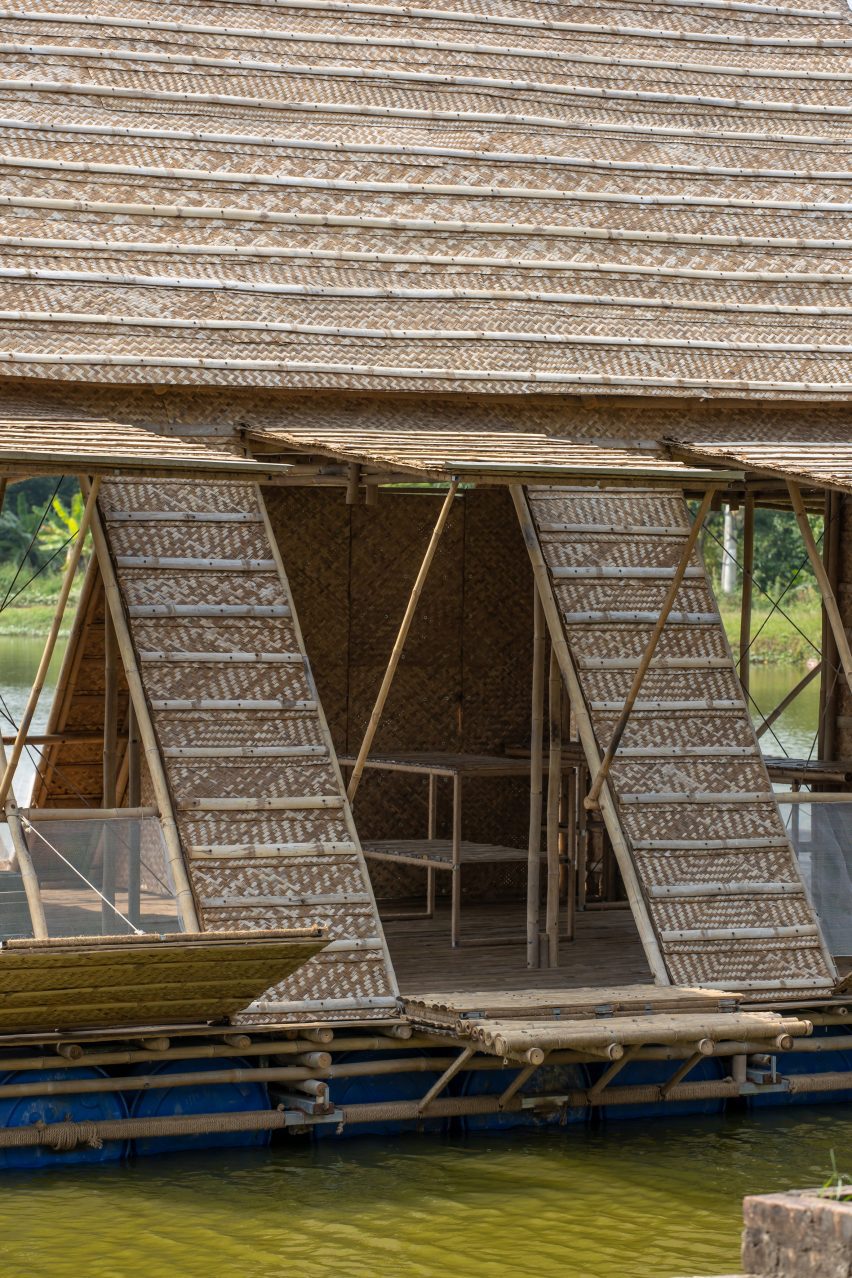 Interior of Floating Bamboo House by H&P Architects