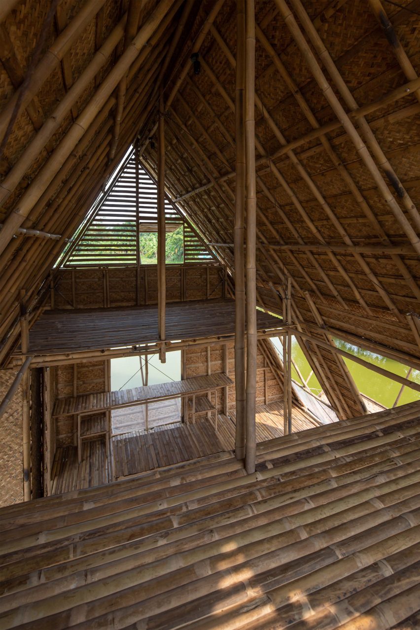 Interior of Floating Bamboo House by H&P Architects