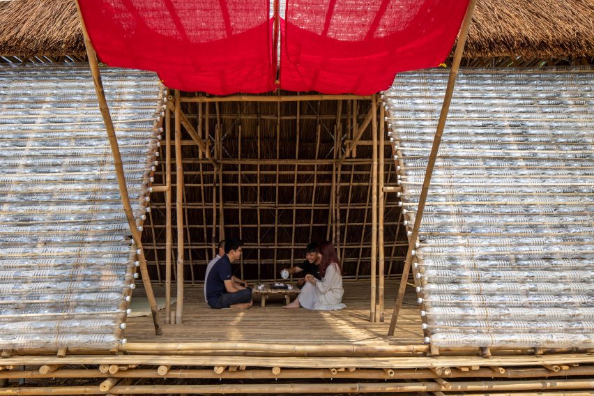 Interior of Floating Bamboo House by H&P Architects