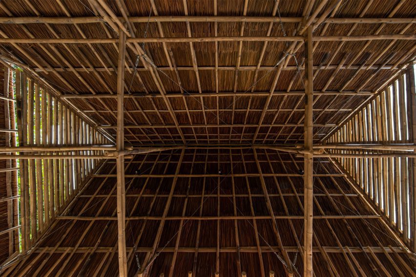 Interior of Floating Bamboo House by H&P Architects