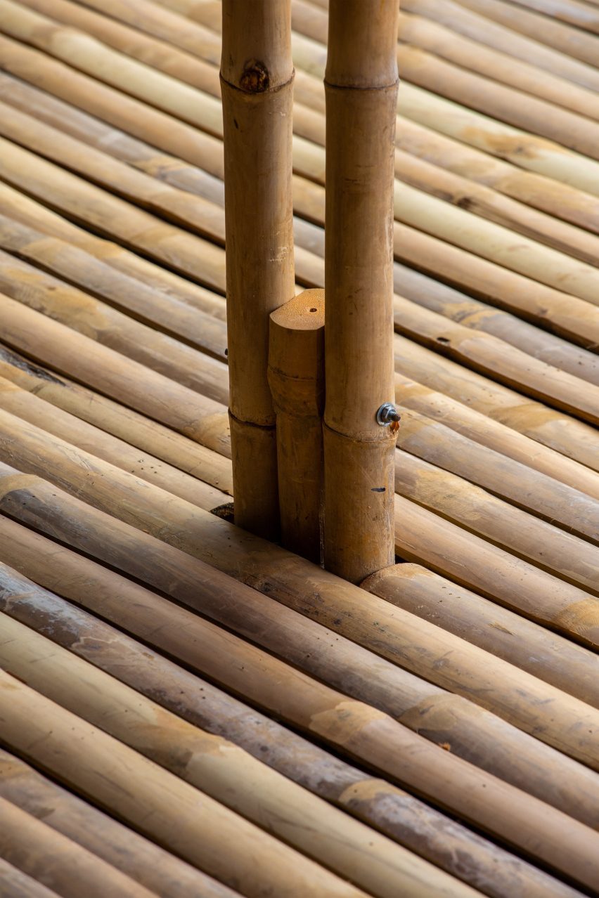 Interior of Floating Bamboo House by H&P Architects