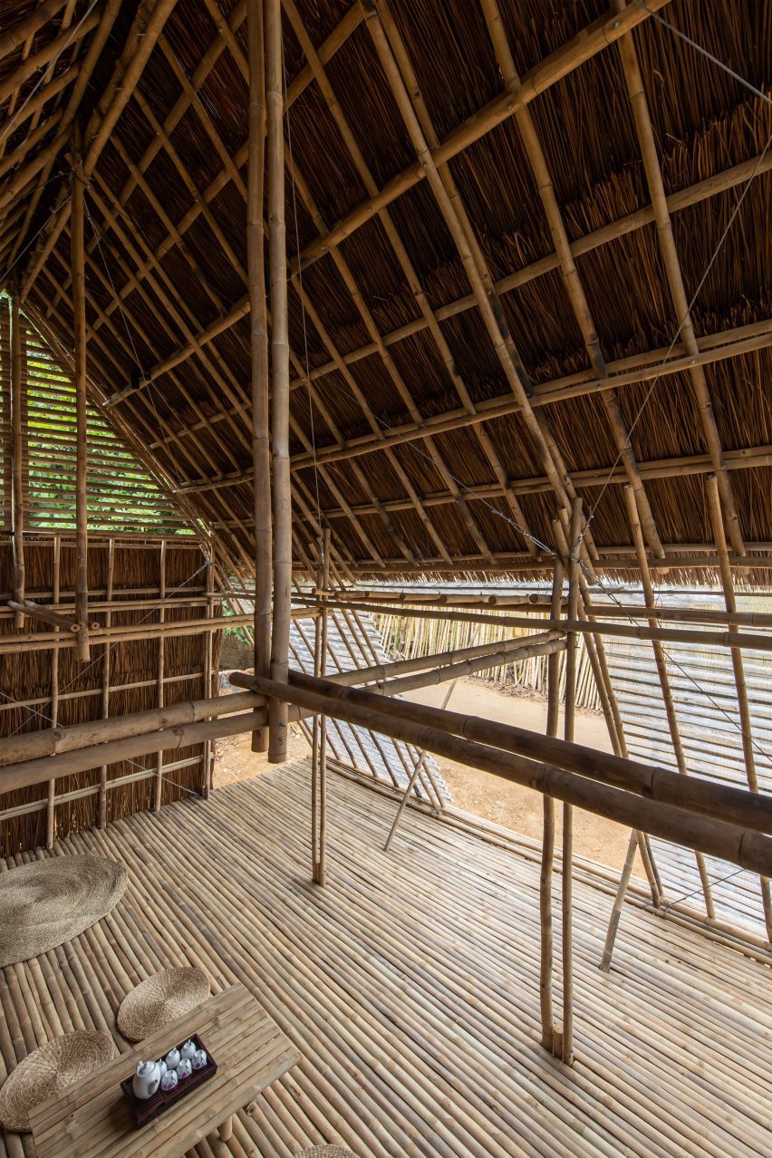 Interior of Floating Bamboo House by H&P Architects