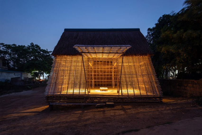 Exterior of Floating Bamboo House by H&P Architects