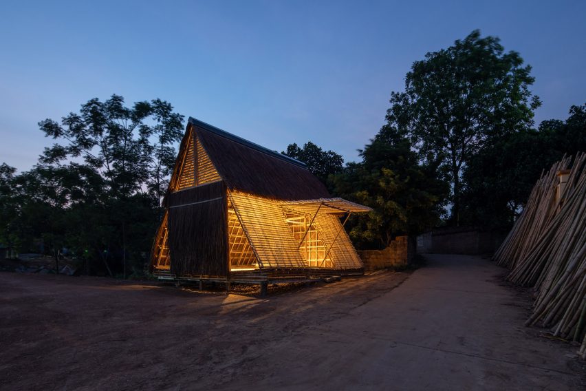 Exterior of Floating Bamboo House by H&P Architects