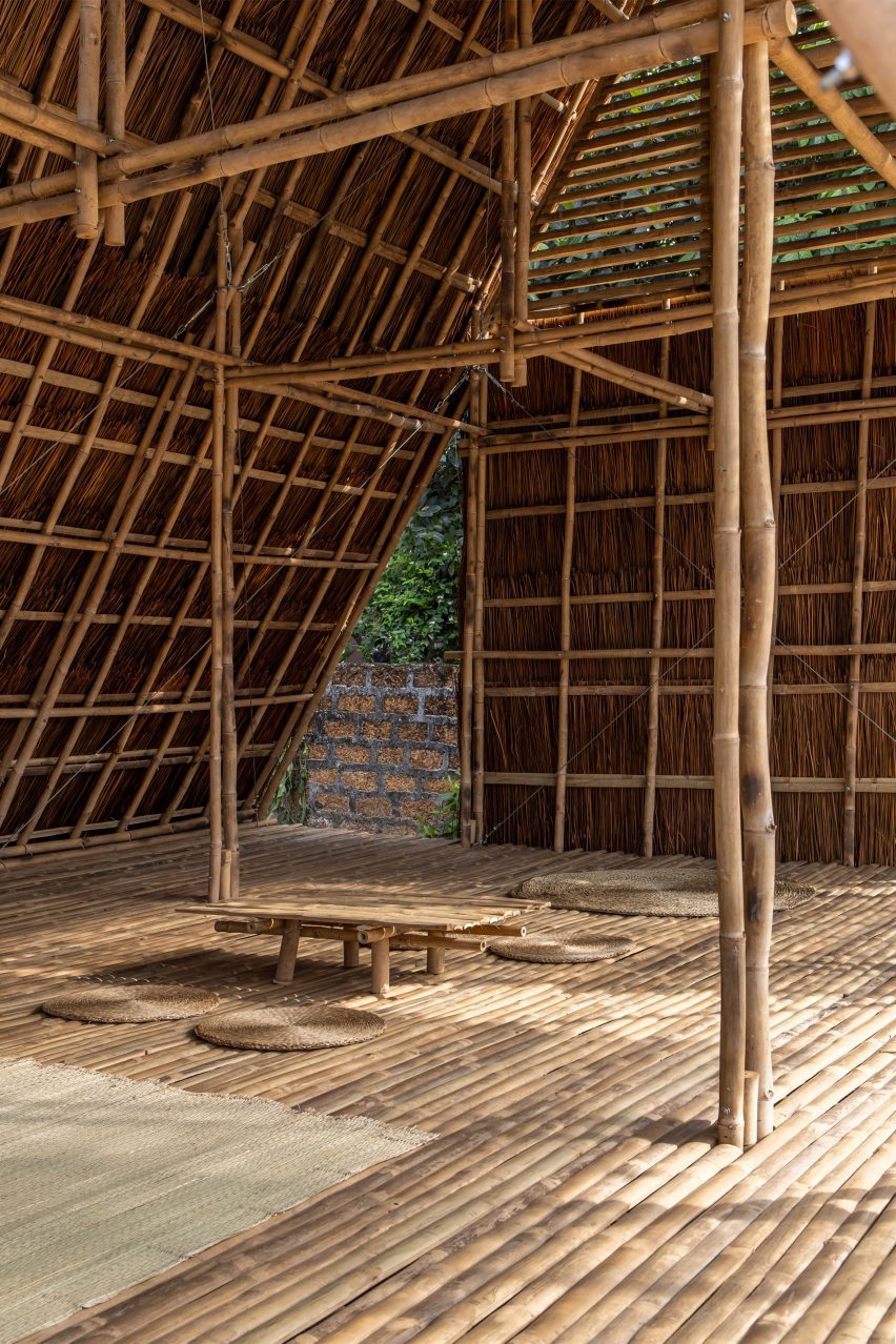 Interior of Floating Bamboo House by H&P Architects