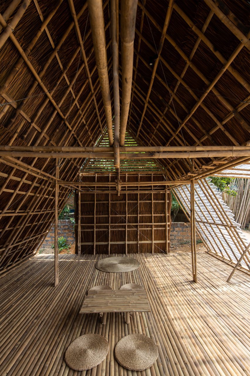 Interior of Floating Bamboo House by H&P Architects
