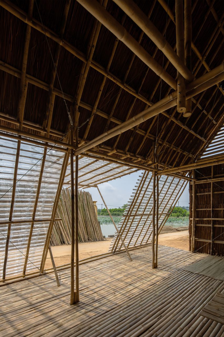 Interior of Floating Bamboo House by H&P Architects
