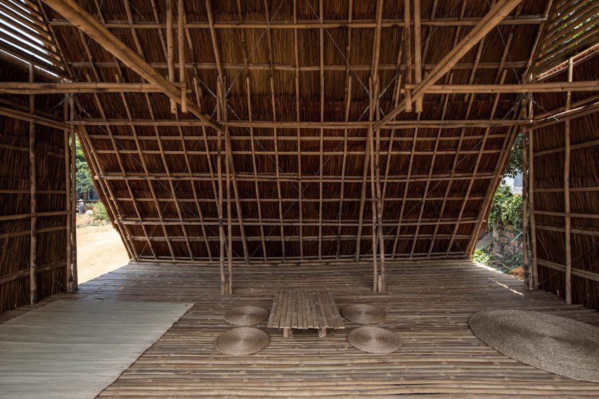 Interior of Floating Bamboo House by H&P Architects
