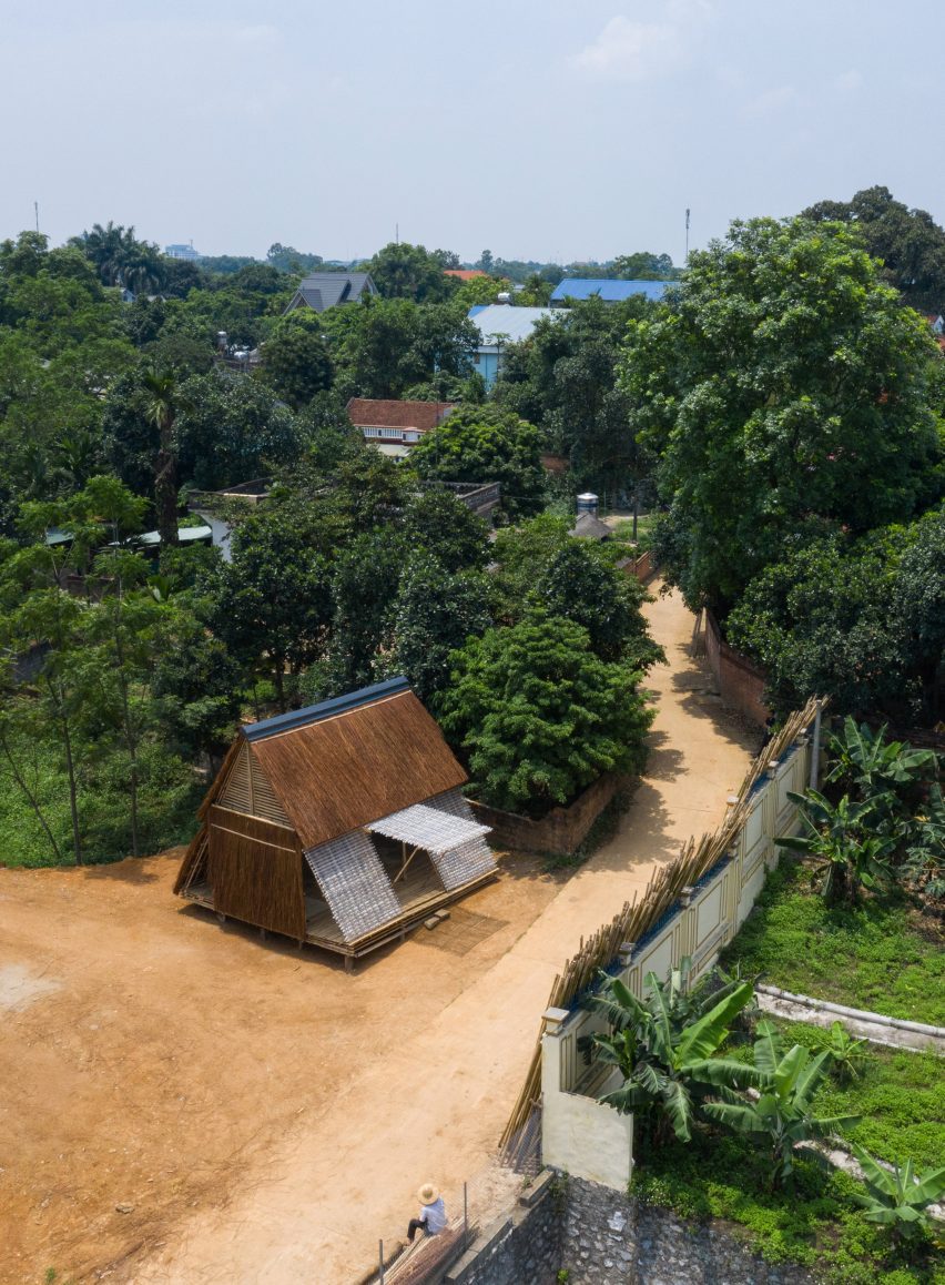 Exterior of Floating Bamboo House by H&P Architects