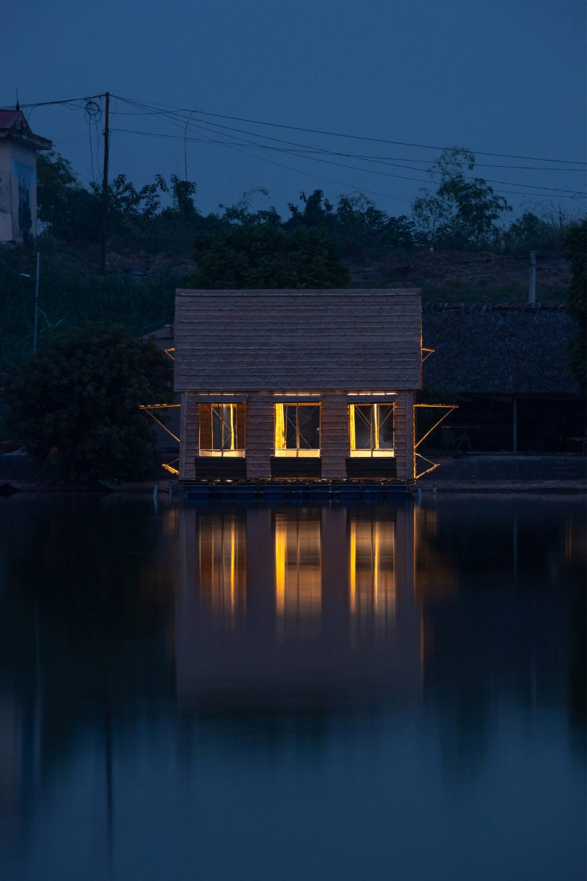 Exterior of Floating Bamboo House by H&P Architects