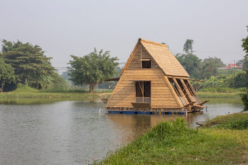 Exterior of Floating Bamboo House by H&P Architects