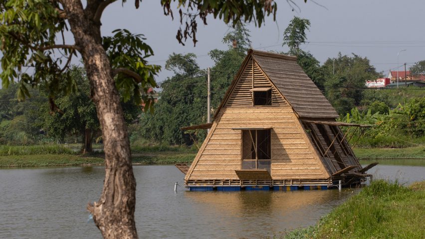 Exterior of Floating Bamboo House by H&P Architects