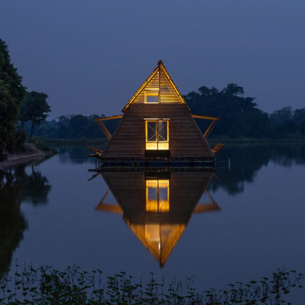 Exterior of Floating Bamboo House by H&P Architects