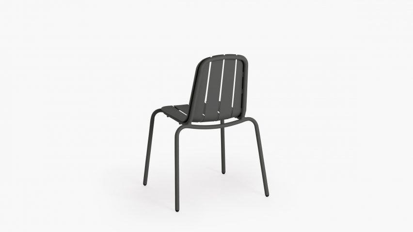 Black chair on white backdrop