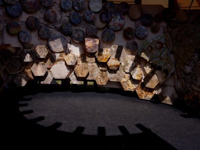 Mycelium wall in festival pavilion